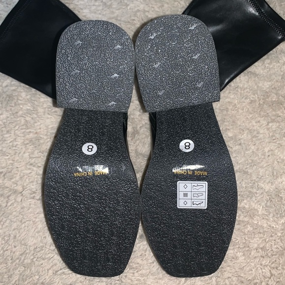 Square Toe Platform Faux Leather Sock Boots - Picture 3 of 5